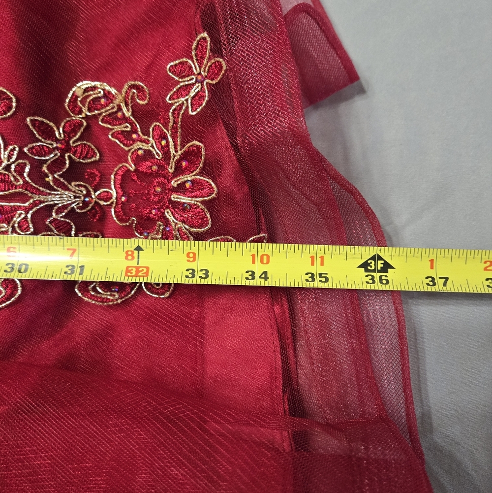 Anny Lee Sz XL Red Sleeveless V Neckline Zipper Embroidered Dress - Picture 5 of 6